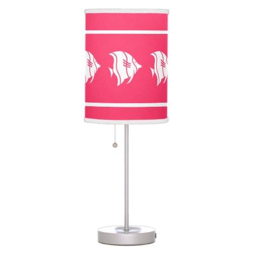 TROPICAL FISH White onpink Table Lamp