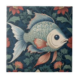 Tropical Fish William Morris style Ocean Sea Life Ceramic Tile