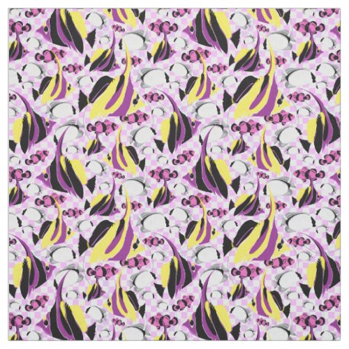 Tropical Fishes Pink Yellow Purple Aquatic Pattern Fabric