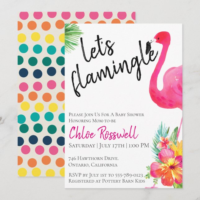 Tropical Flamingle Baby Shower Invitation (Front/Back)