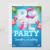 Aloha Pool Party Birthday Invitation