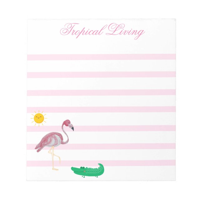 Tropical Flamingo Alligator Sun  Notepad (Front)