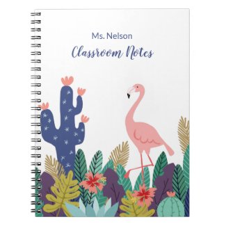 Tropical Flamingo and Cactus Spiral Notebook