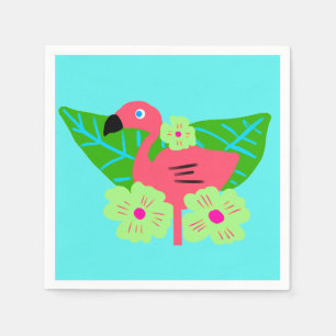 Tropical Flamingo and Flowers Napkins