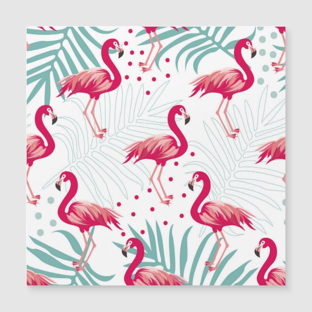Tropical flamingo and leaves, summer pattern. (Front)