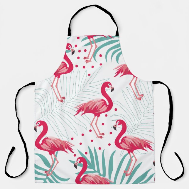 Tropical flamingo and leaves, summer pattern. apron (Front)