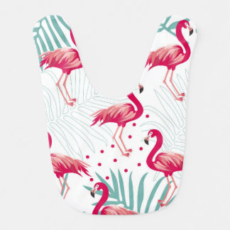 Tropical flamingo and leaves, summer pattern. baby bib