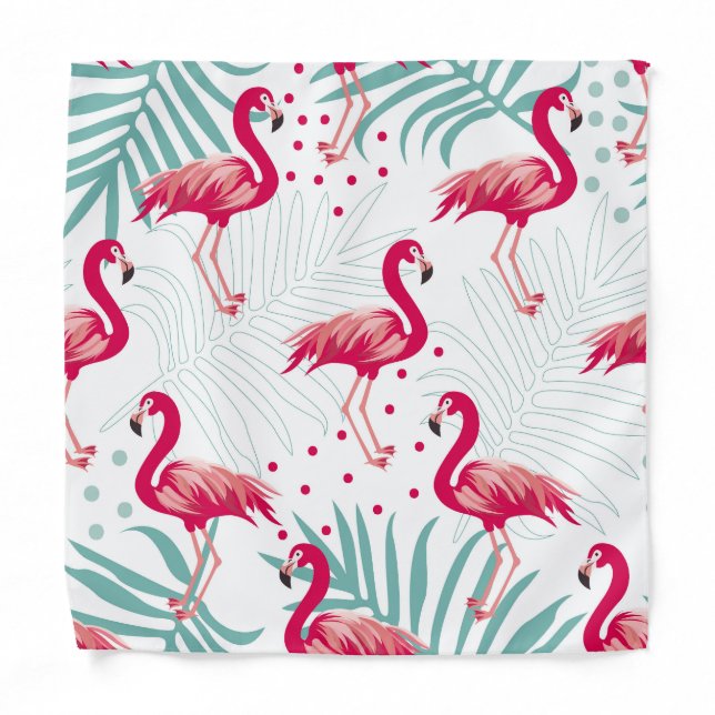 Tropical flamingo and leaves, summer pattern. bandana (Front)