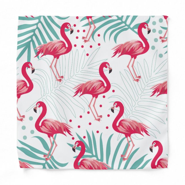 Tropical flamingo and leaves, summer pattern. bandana (Front)