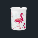 Tropical flamingo and leaves, summer pattern. beverage pitcher<br><div class="desc">Tropical seamless pattern with colorful pink flamingo and leafs.Summer Vintage background.Textile texure
Colorful flamingo and leafs dance in rhythm. Summer's tropical embrace.
Tropical vibes with pink flamingos. Summer's vibrant embrace.
pattern,  flamingo,  seamless,  background,  illustration,  texture,  summer,  fashion,  nature,  plant,  tropical,  fabric,  pink,  textile,  wildlife,  exotic,  leafs,  textile texture,  wild</div>