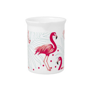 Tropical flamingo and leaves, summer pattern. beverage pitcher