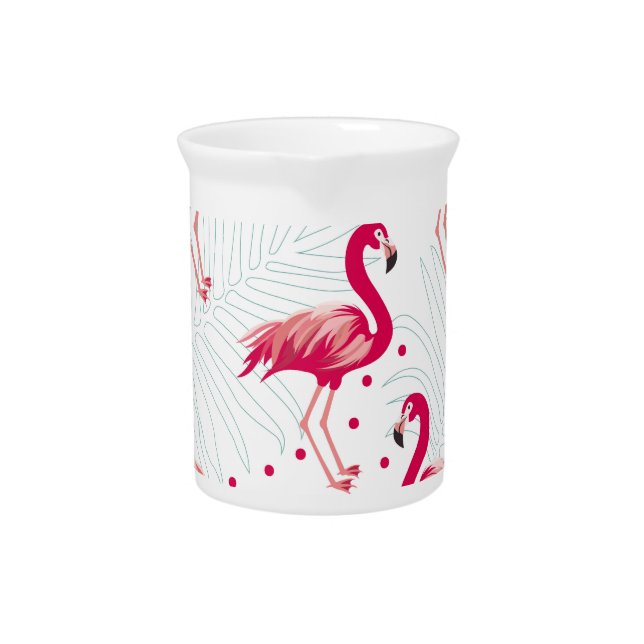 Tropical flamingo and leaves, summer pattern. beverage pitcher (Front)