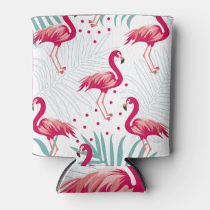 Tropical flamingo and leaves, summer pattern. can cooler