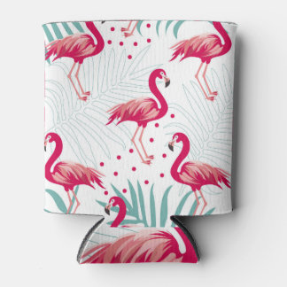Tropical flamingo and leaves, summer pattern. can cooler