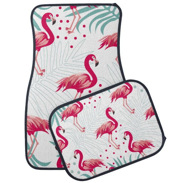 Tropical flamingo and leaves, summer pattern. car floor mat (Set)
