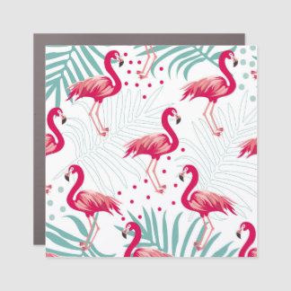 Tropical flamingo and leaves, summer pattern. car magnet