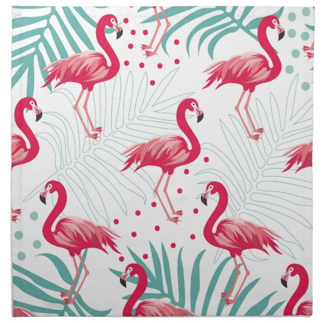 Tropical flamingo and leaves, summer pattern. cloth napkin (Front)