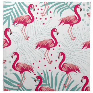 Tropical flamingo and leaves, summer pattern. cloth napkin