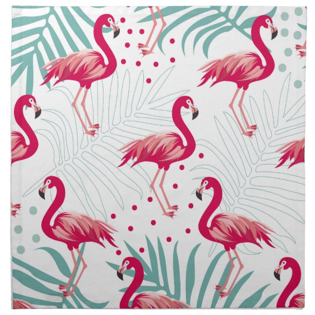 Tropical flamingo and leaves, summer pattern. cloth napkin (Front)