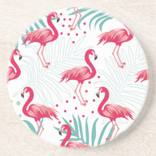 Tropical flamingo and leaves, summer pattern. coaster