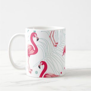 Tropical flamingo and leaves, summer pattern. coffee mug