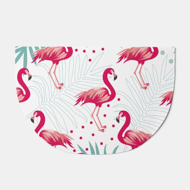 Tropical flamingo and leaves, summer pattern. doormat (Front)
