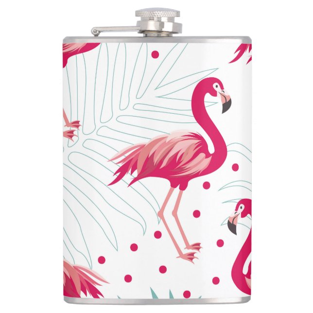 Tropical flamingo and leaves, summer pattern. flask (Front)