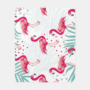 Tropical flamingo and leaves, summer pattern. fleece blanket