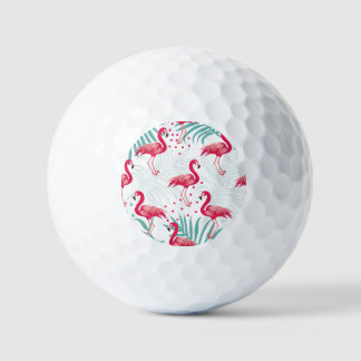 Tropical flamingo and leaves, summer pattern. golf balls