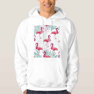 Tropical flamingo and leaves, summer pattern. hoodie