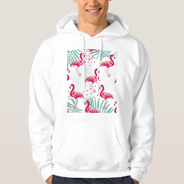 Tropical flamingo and leaves, summer pattern. hoodie (Front)