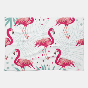 Tropical flamingo and leaves, summer pattern. kitchen towel