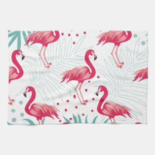 Tropical flamingo and leaves, summer pattern. kitchen towel