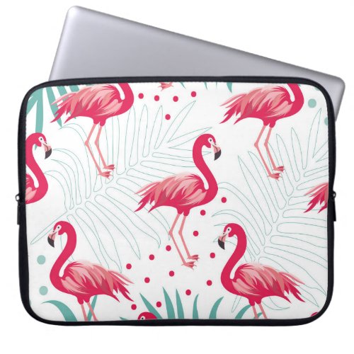 Tropical flamingo and leaves summer pattern laptop sleeve
