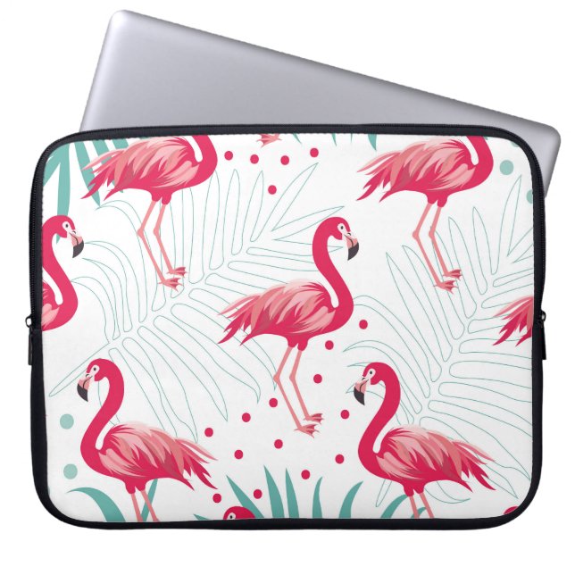 Tropical flamingo and leaves, summer pattern. laptop sleeve (Front)