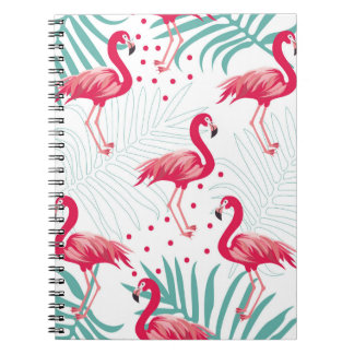 Tropical flamingo and leaves, summer pattern. notebook