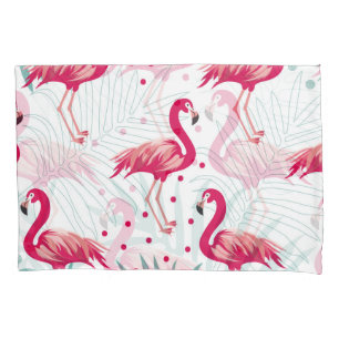 Tropical flamingo and leaves, summer pattern. pillow case