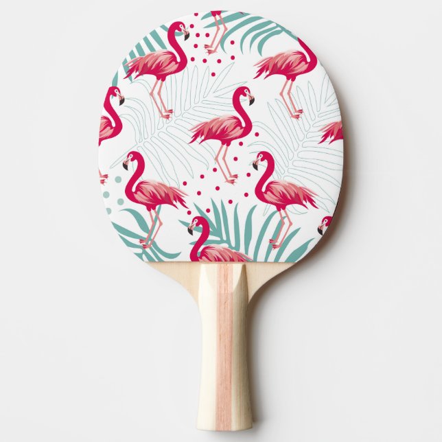 Tropical flamingo and leaves, summer pattern. ping pong paddle (Front)