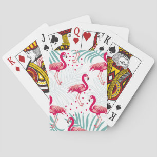 Tropical flamingo and leaves, summer pattern. poker cards