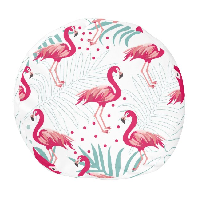 Tropical flamingo and leaves, summer pattern. pouf (Bottom)