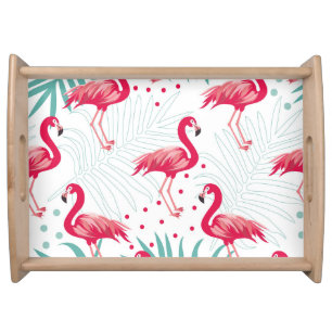 Tropical flamingo and leaves, summer pattern. serving tray