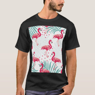 Tropical flamingo and leaves, summer pattern. T-Shirt