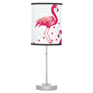Tropical flamingo and leaves, summer pattern. table lamp