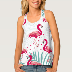 Tropical flamingo and leaves, summer pattern. tank top