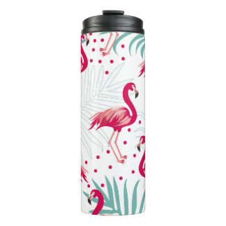 Tropical flamingo and leaves, summer pattern. thermal tumbler
