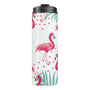 Tropical flamingo and leaves, summer pattern. thermal tumbler