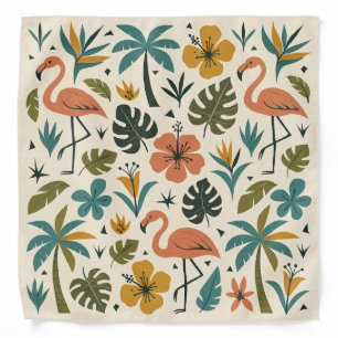 Tropical Flamingo and Palm Tree Pattern Bandana