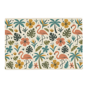 Tropical Flamingo and Palm Tree Pattern Placemat
