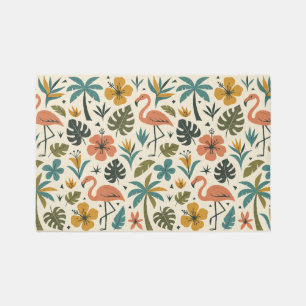 Tropical Flamingo and Palm Tree Pattern Rug