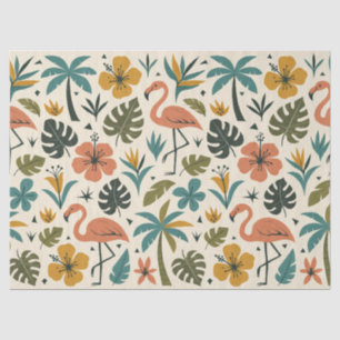 Tropical Flamingo and Palm Tree Pattern Tissue Paper